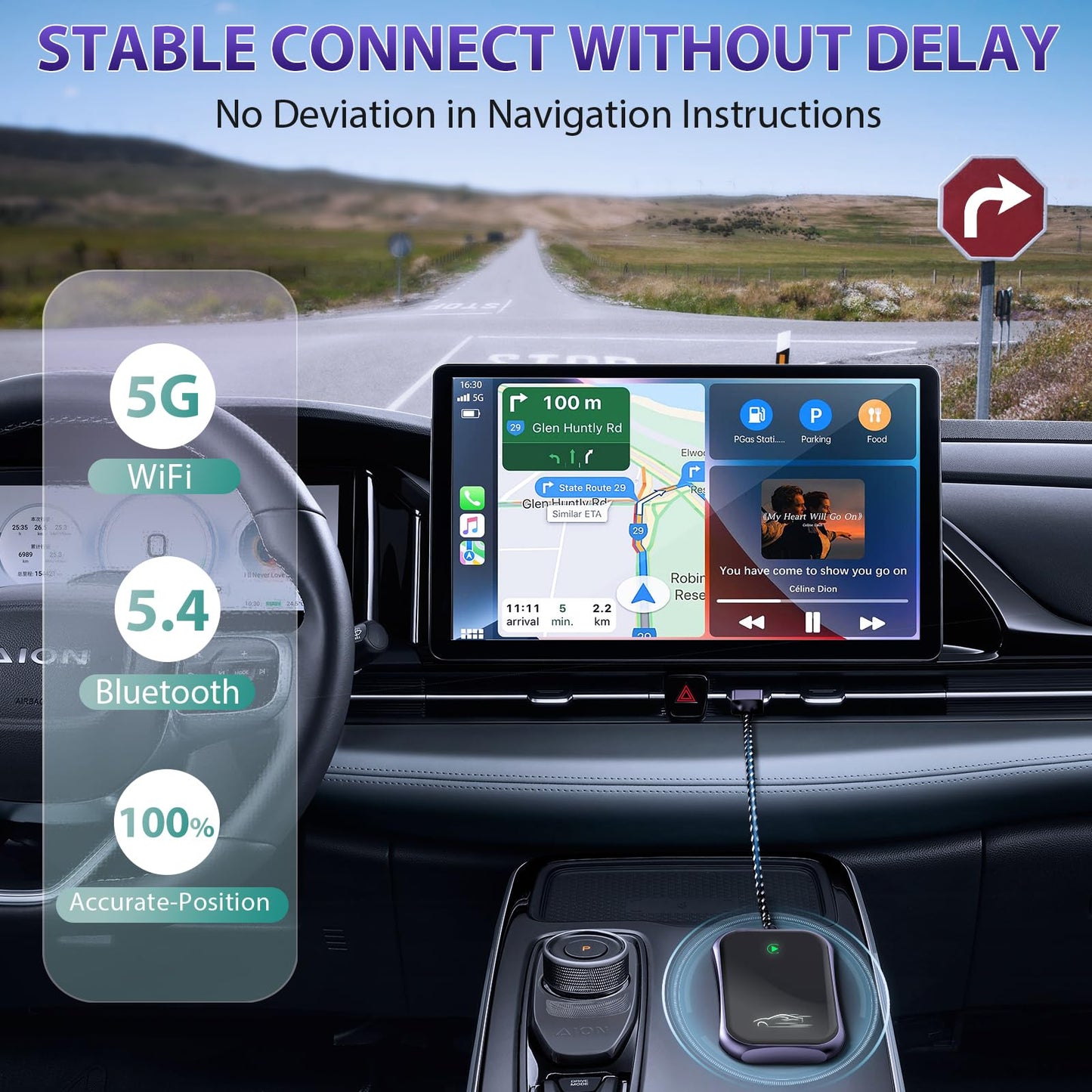 Wireless Carplay Adapter, 2025 Upgrade Converts Wired to Wireless Adapter for iPhone, Auto Connect Dongle for Apple Car Play, Bluetooth No Delay