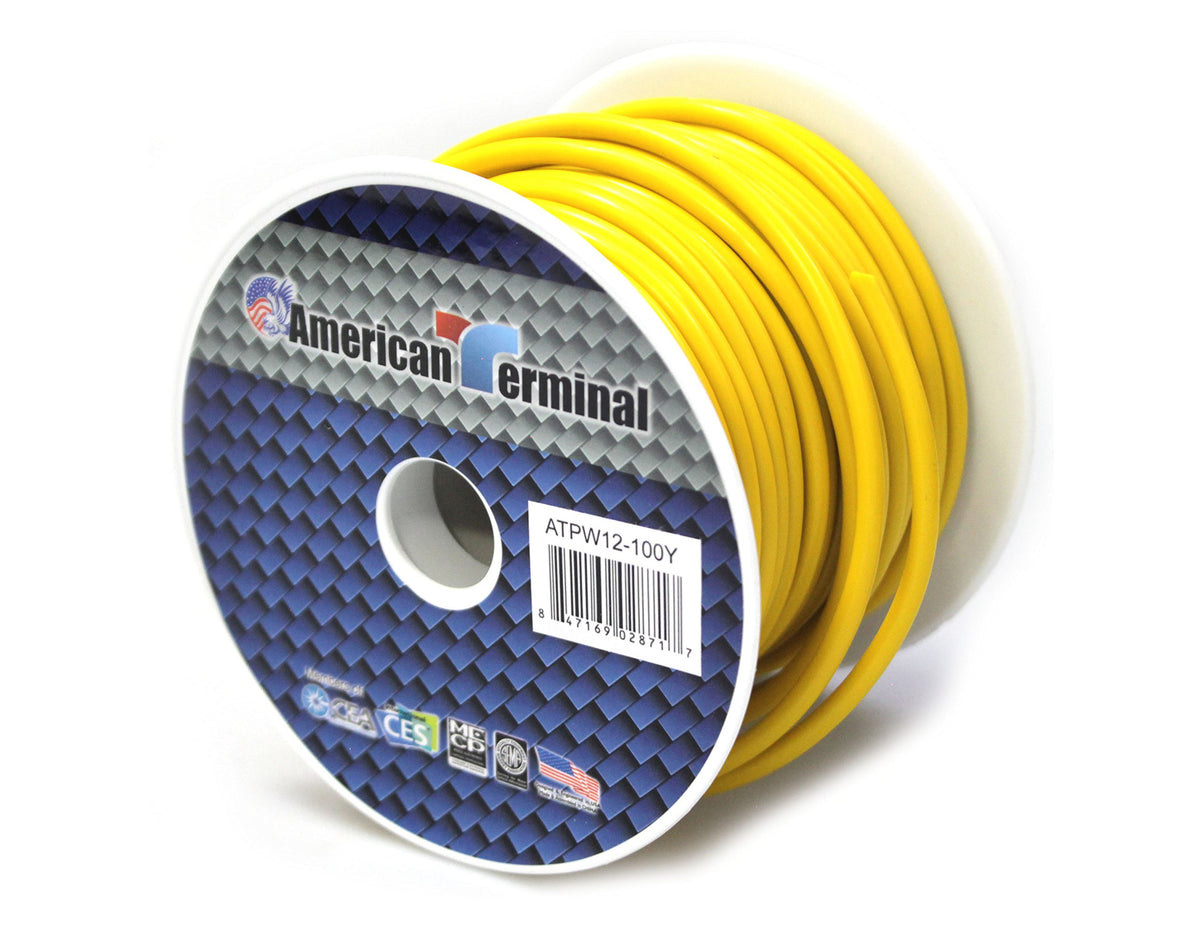 American Terminal ATPW12-100Y 12 Gauge Primary Wire, Yellow