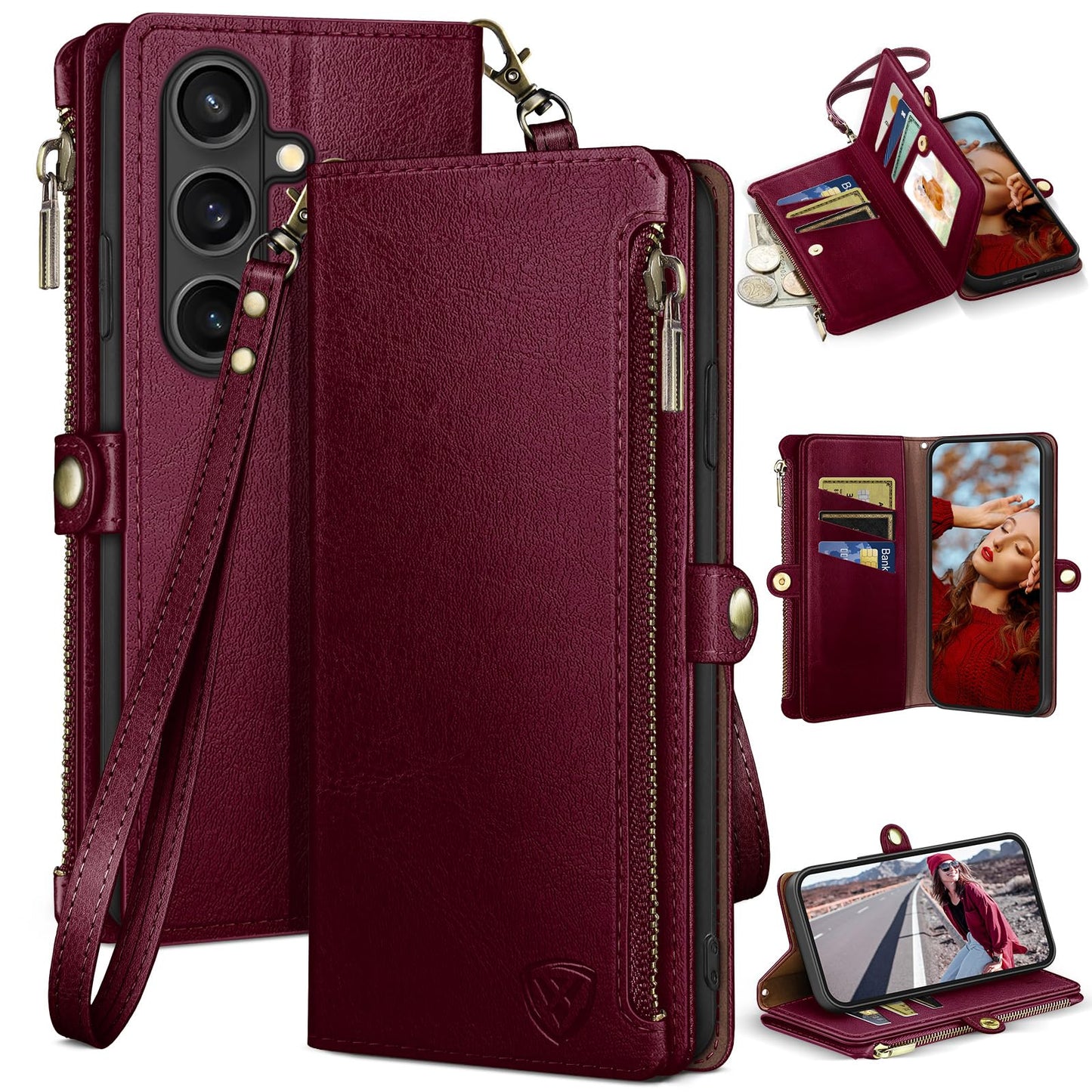 XcaseBar Compatible with Samsung Galaxy S26 Wallet case with Zipper Credit Card Holder?RFID Blocking?,Flip Folio Book PU Phone case Shockproof Cover