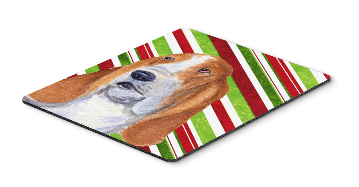 Caroline's Treasures SS4597MP Basset Hound Candy Cane Holiday Christmas Mouse Pad, Hot Pad or Trivet for Home Office Gaming Working Computers Laptop