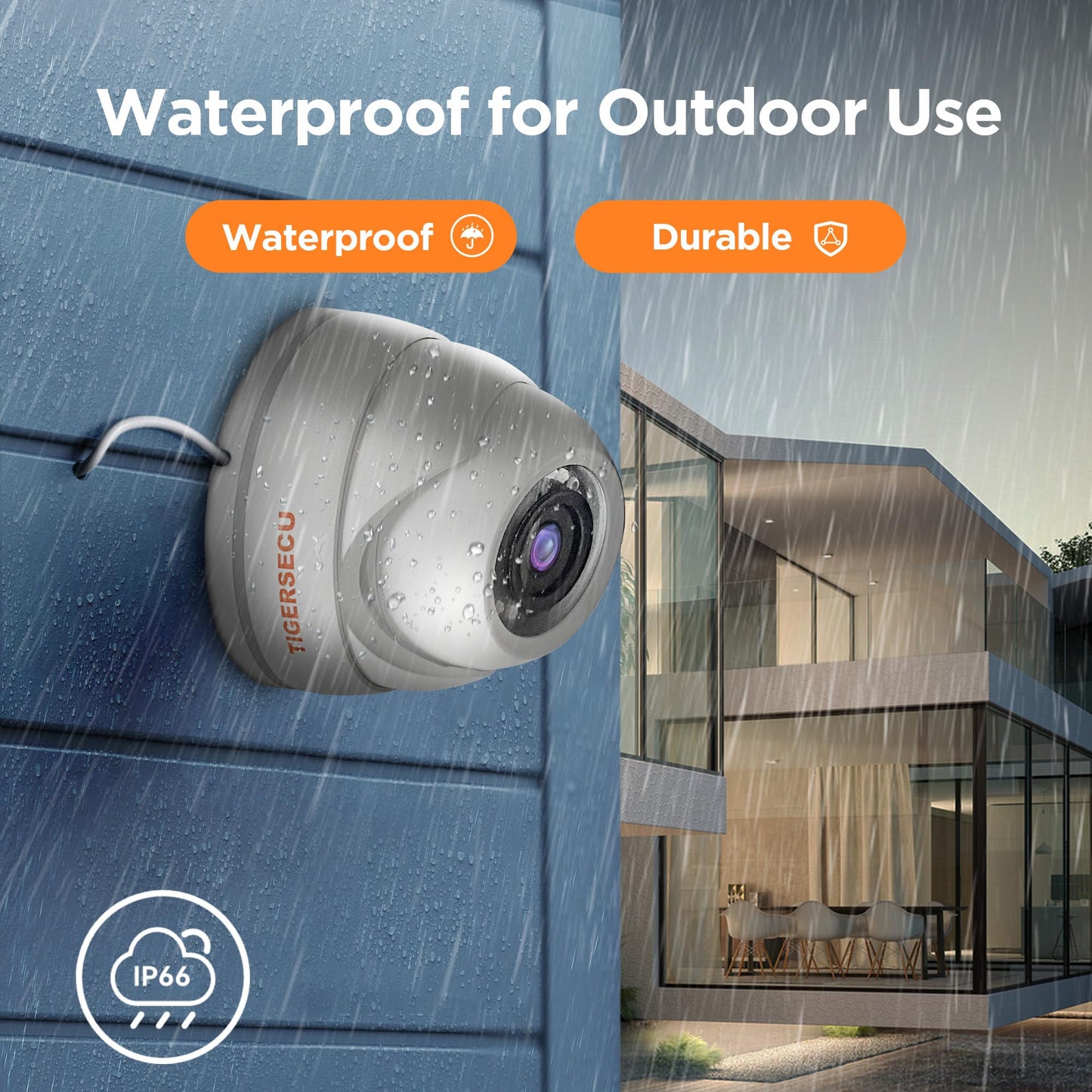 TIGERSECU 1080P Metal Wide Angle Dome Security Camera for DVR, Weatheproof for Indoor/Outdoor Use, Hybrid 4-in-1 OSD Switch for TVI/CVI/AHD/CVBS DVRs