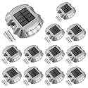 VOLISUN Solar Deck Lights Driveway Dock Lights, 12-Pack Led IP68 Waterproof Outdoor Warning Step Lights for Driveway Sidewalk Garden Pathway