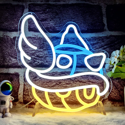 Blue Shell Neon Sign Gaming Neon Sign from Game Room Decor Dimmable Blue Shell Neon Game Decor Lights up Sign for Kids Man Cave Wall Gamer Gifts