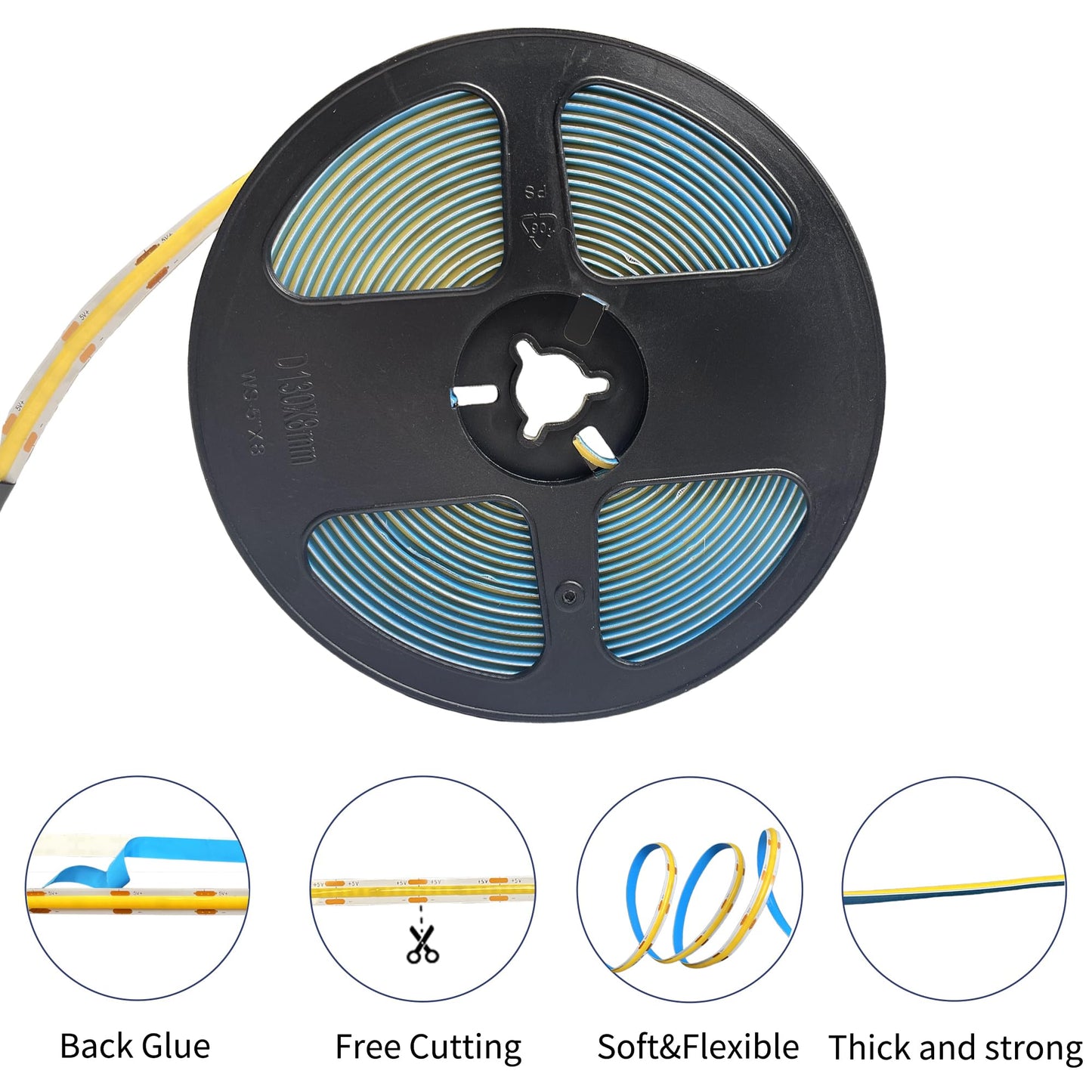 Clearhill 5V 8mm Width USB COB LED Strip Lights,Purple,320LEDs/M,8W/M,CRI90,9.84FT/3M,Electroplated Double-Sided Panel Light Strip,Waterproof