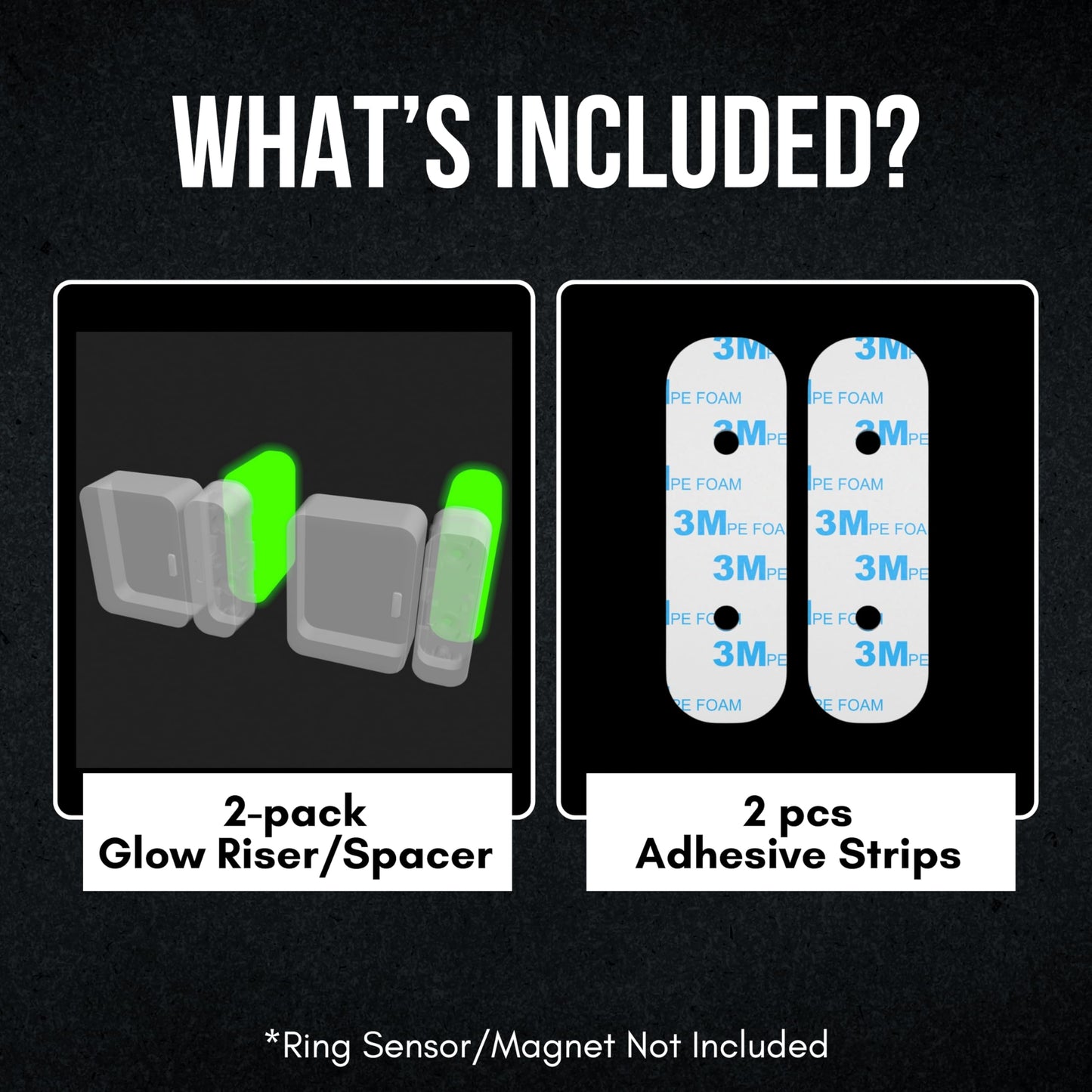 Alarm Magnet Riser Compatible with SimpliSafe | 2 Pack Glow in the Dark Set with 3M Adhesive - Easy Mount to Any Doorway, Window, and Entryway |