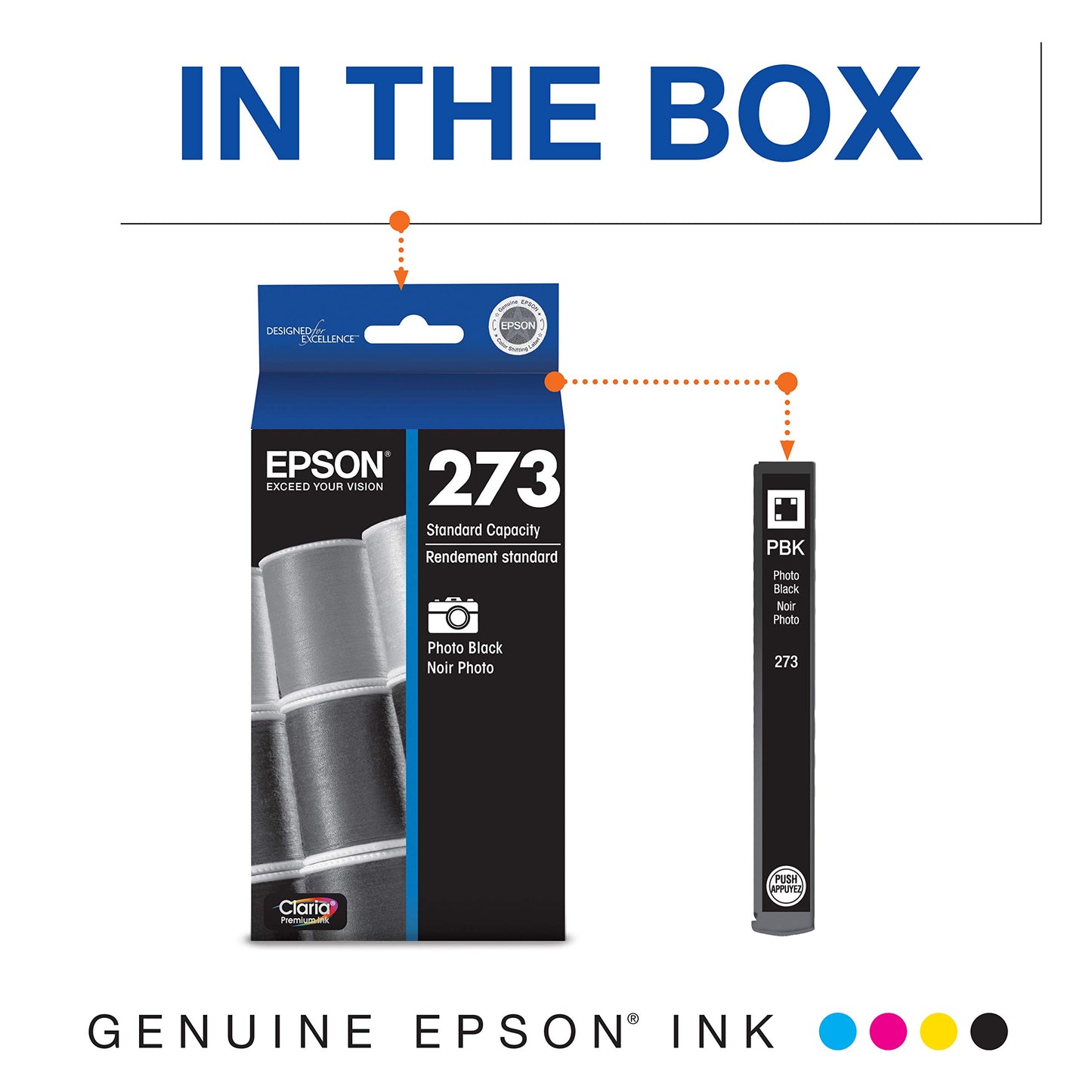 Epson 273 Claria Ink Standard Capacity Photo Black Cartridge (T273120-S) Works with Expression Premium XP-520, 600, 610, 620, 800, 810, 820