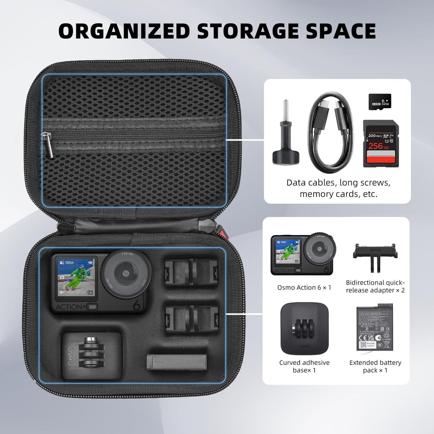 BRDRC Carrying Case for DJI Action 6 Accessories, Storage Bag Protective Case Hard Shell Cover for DJI Osmo Action 6 Standard Bundle Camera Accessory