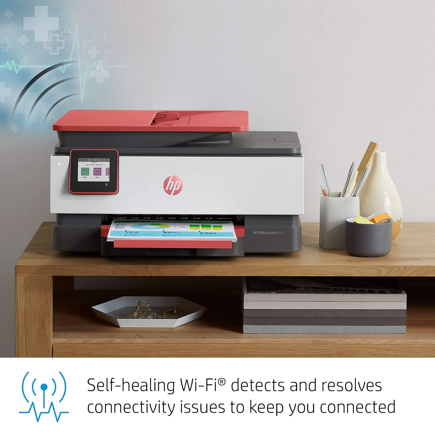 HP OfficeJet Pro 8035 All-in-One Wireless Printer - Includes 8 Months of Ink, Instant Ink, Works with Alexa - Coral (4KJ65A)