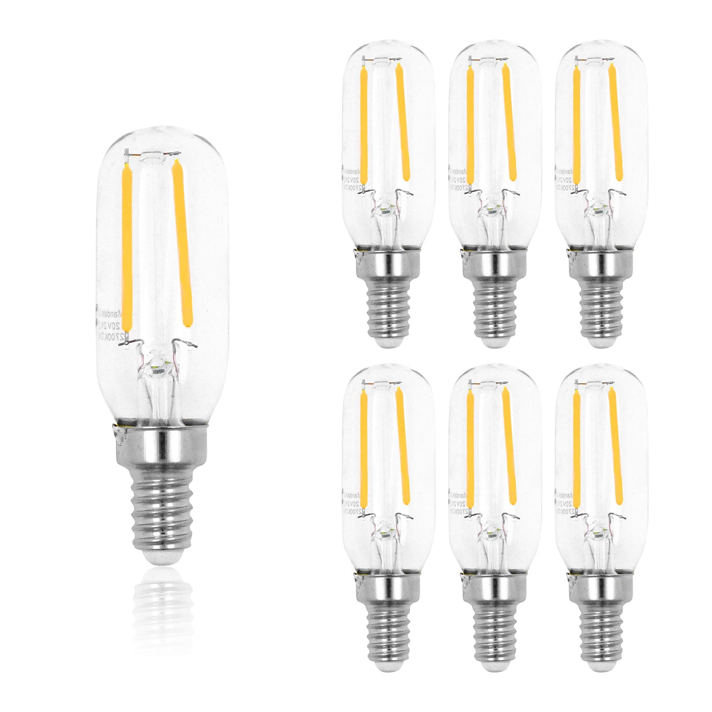 Mandala Crafts Dimmable 2W T6 LED Bulb 2700K Warm White, 25W Equivalent E12 Candelabra Base Clear Glass Filament Light for Chandeliers, Ceiling Fans
