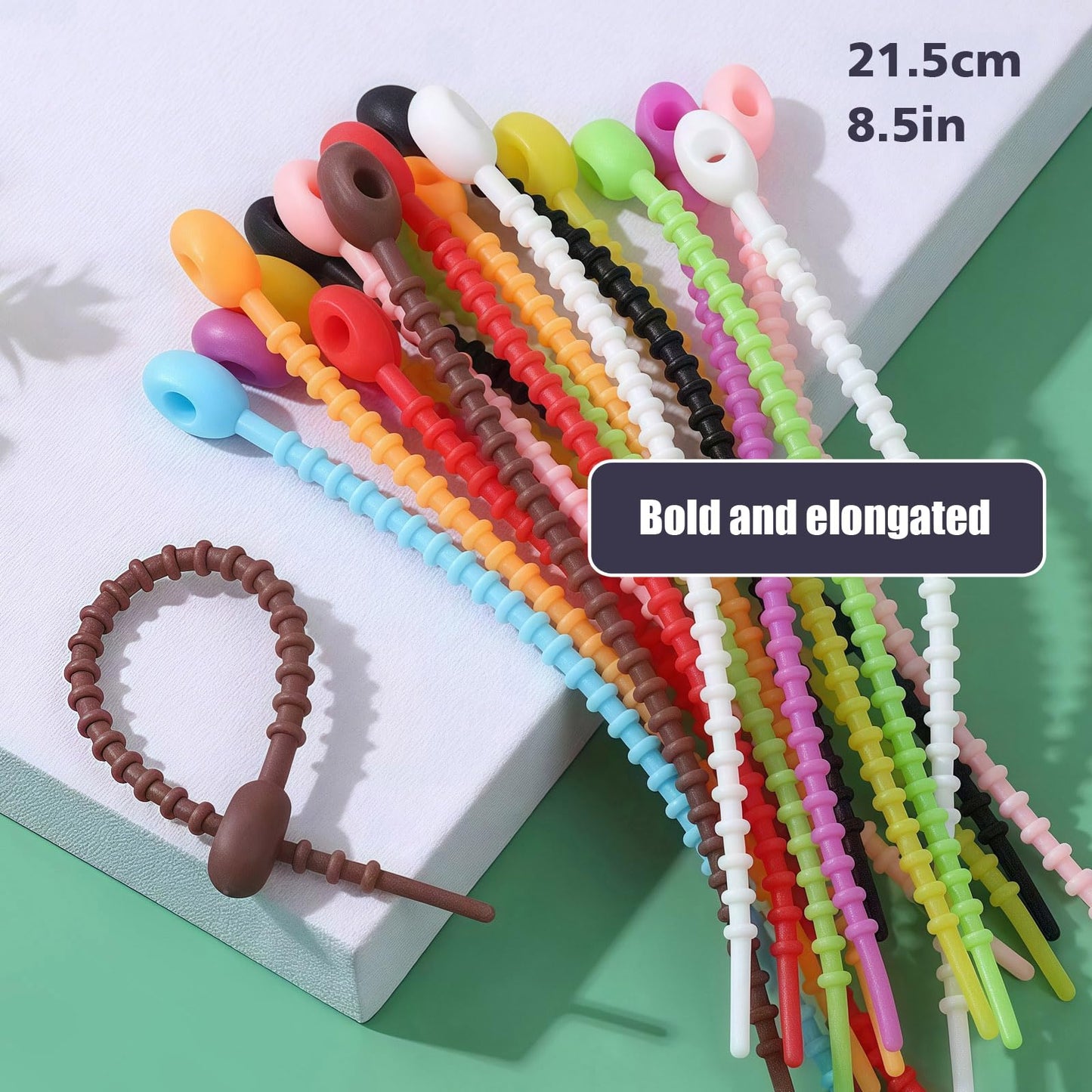 Silicone Zip Ties,Silicone Ties Clips,Reusable Rubber Zip Ties for Cord&Cable, Multi Purpose Twist Ties, Food Sealing Tie, Cable Strap Cord Organizer