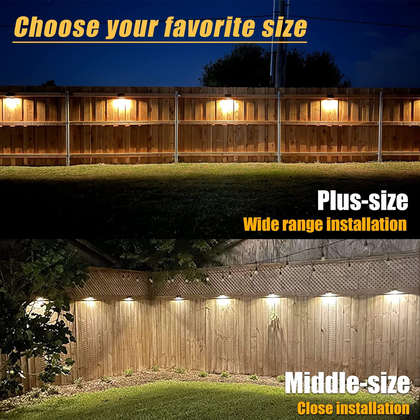 Aulanto Solar Fence Lights 8 Pack-Plus,100 Lumen Big Outdoor Solar Light IP65 Waterproof, Warm White and 10 RGB Modes,Fence Lights Otdoor Solar