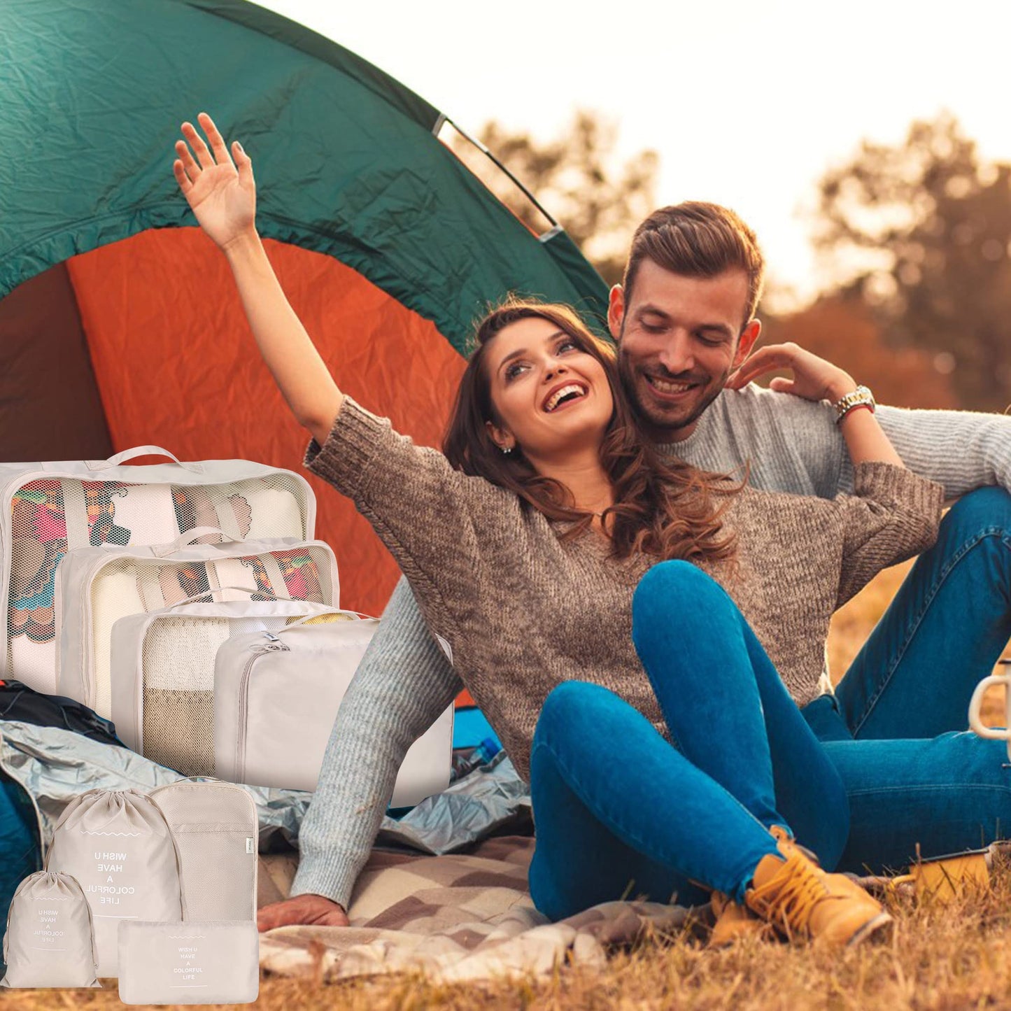 8 Set Packing Cubes for Suitcases – Kingdalux Travel Luggage Organizers with Laundry, Shoe & Clothing Bags for Men & Women