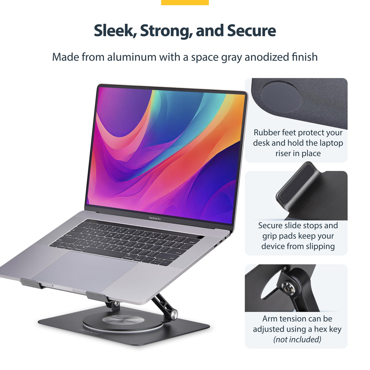StarTech Rotating Laptop Stand, Aluminum, 360 Swivel, 11lb/5kg