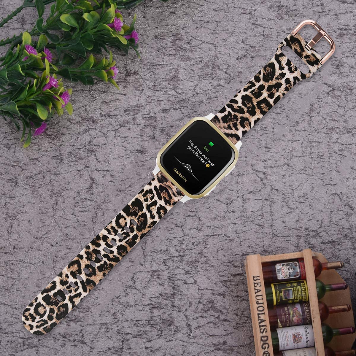 ViCRiOR Bands Compatible with Garmin Venu/Venu SQ Smart Watch, Quick Release Soft Silicone Fadeless Pattern Printed Floral Replacement Band for Garmin