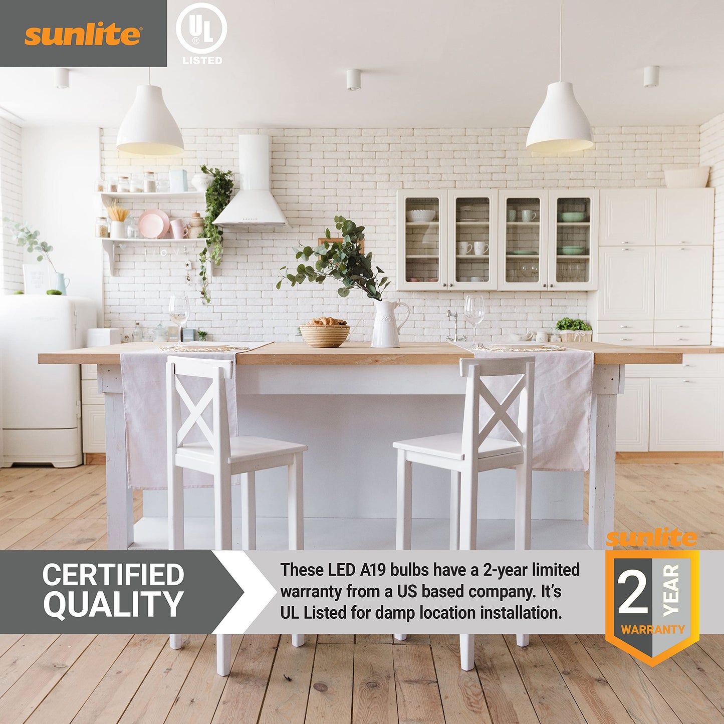 Sunlite LED A19 Household Light Bulbs, 12 Watts (75W Equivalent), 1100 Lumens, 120 Volt, Medium Base (E26), Non-Dimmable, Frost Finish, UL Listed