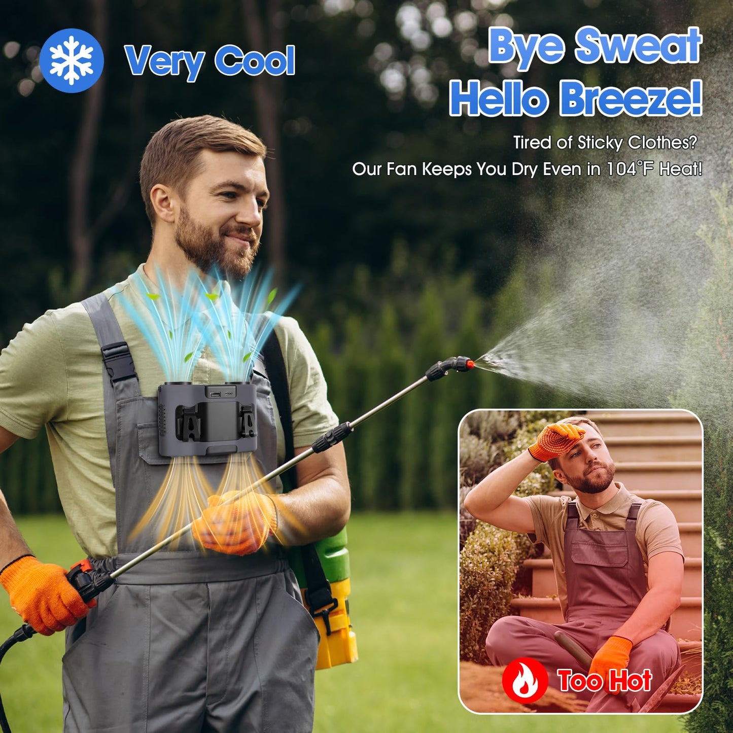 42H Portable Waist Fan, 28000mAh Rechargeable Wearable Belt Fans, 16000 RPM Cooling Neck Body Powerful Shirt Personal Cooling Fan for Outdoor Jobsite
