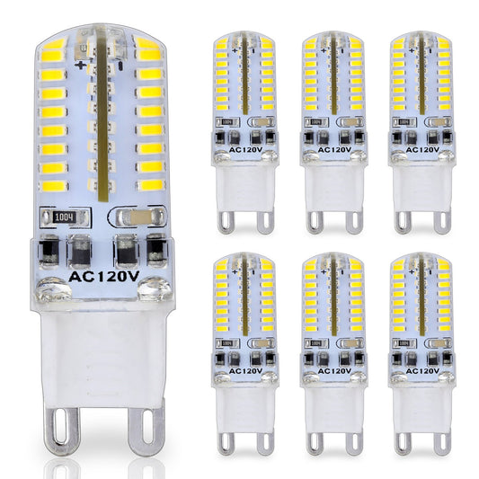 YOUKE Lighting G9 Pin Base LED Bulb, 25 Watt Glass Halogen (Daylight White 6000K) Light Bulbs Replacement, 120V AC, 3W / 250 Lumens, T4 JCD Chandelier