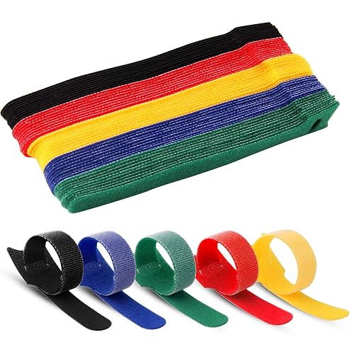 6 Inch Length Reusable Hook and Loop Cable Ties ?Strong &Microfiber fastening cloth, Adjustable Fastener Cable Strap Hook and Loop Cord Ties