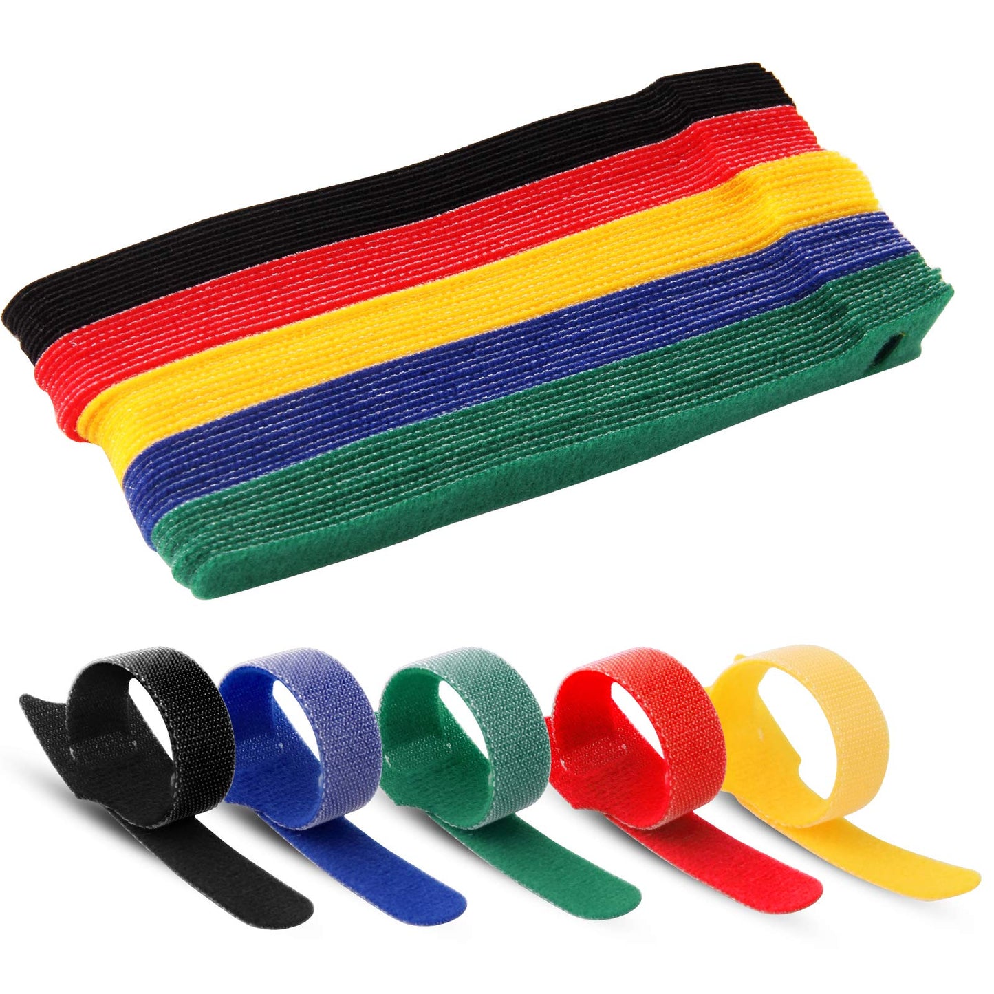 6 Inch Length Reusable Hook and Loop Cable Ties ?Strong &Microfiber fastening cloth, Adjustable Fastener Cable Strap Hook and Loop Cord Ties