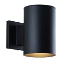 VAXCEL Chiasso Modern Outdoor Porch Light, 5" W x 7.25" H Black Cylinder Wall Sconce, Waterproof Dark Sky Wall Light for Porch, Patio, Deck, or Front