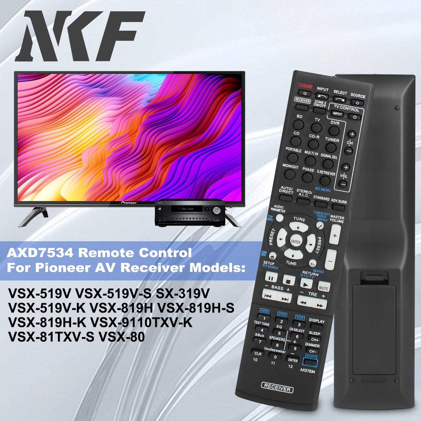 AXD7534 Universal Remote Control for Pioneer AV Receiver Remote - Effortless Control Various for Pioneer AV Receiver Models SX-319V VSX-519V-K