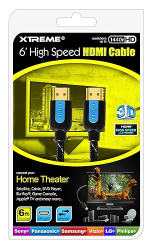 Xtreme 84106 6-Feet Blue Mesh Braided High Speed HDMI with Ethernet Channel
