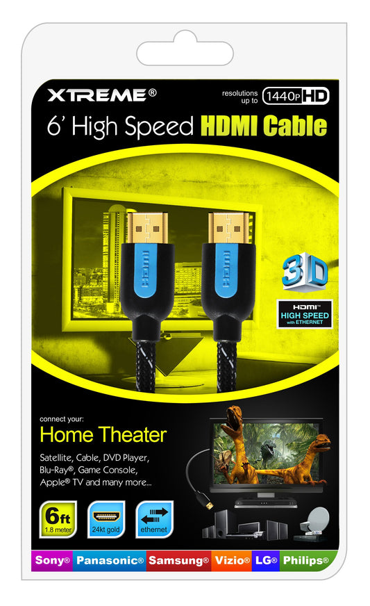 Xtreme 84106 6-Feet Blue Mesh Braided High Speed HDMI with Ethernet Channel