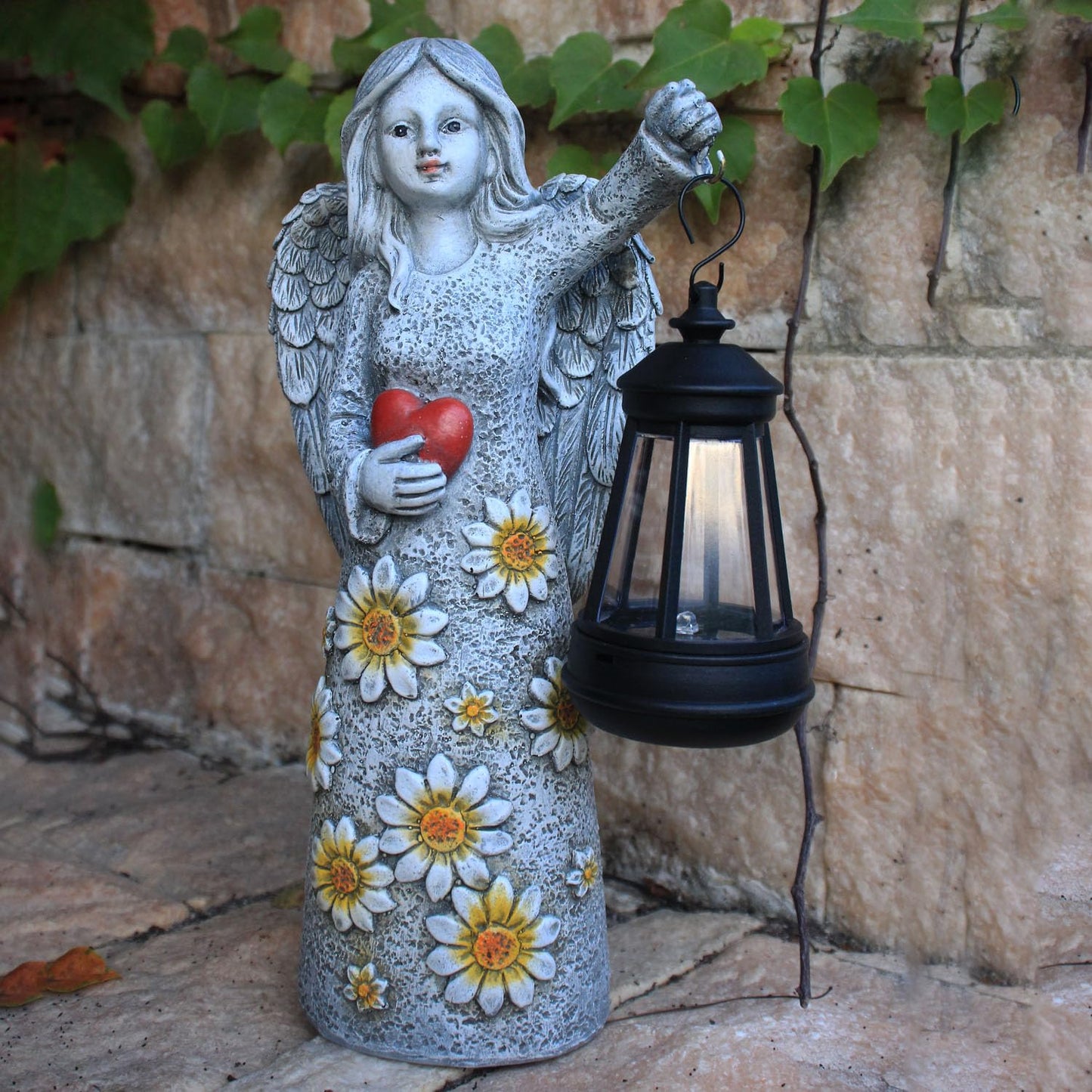 Yewanye Solar Garden Angel Statues,Outdoor Angel Figurines Lights Waterproof Statue Decor Lanterns for Yard Patio Porch Decoration Gift for Mom