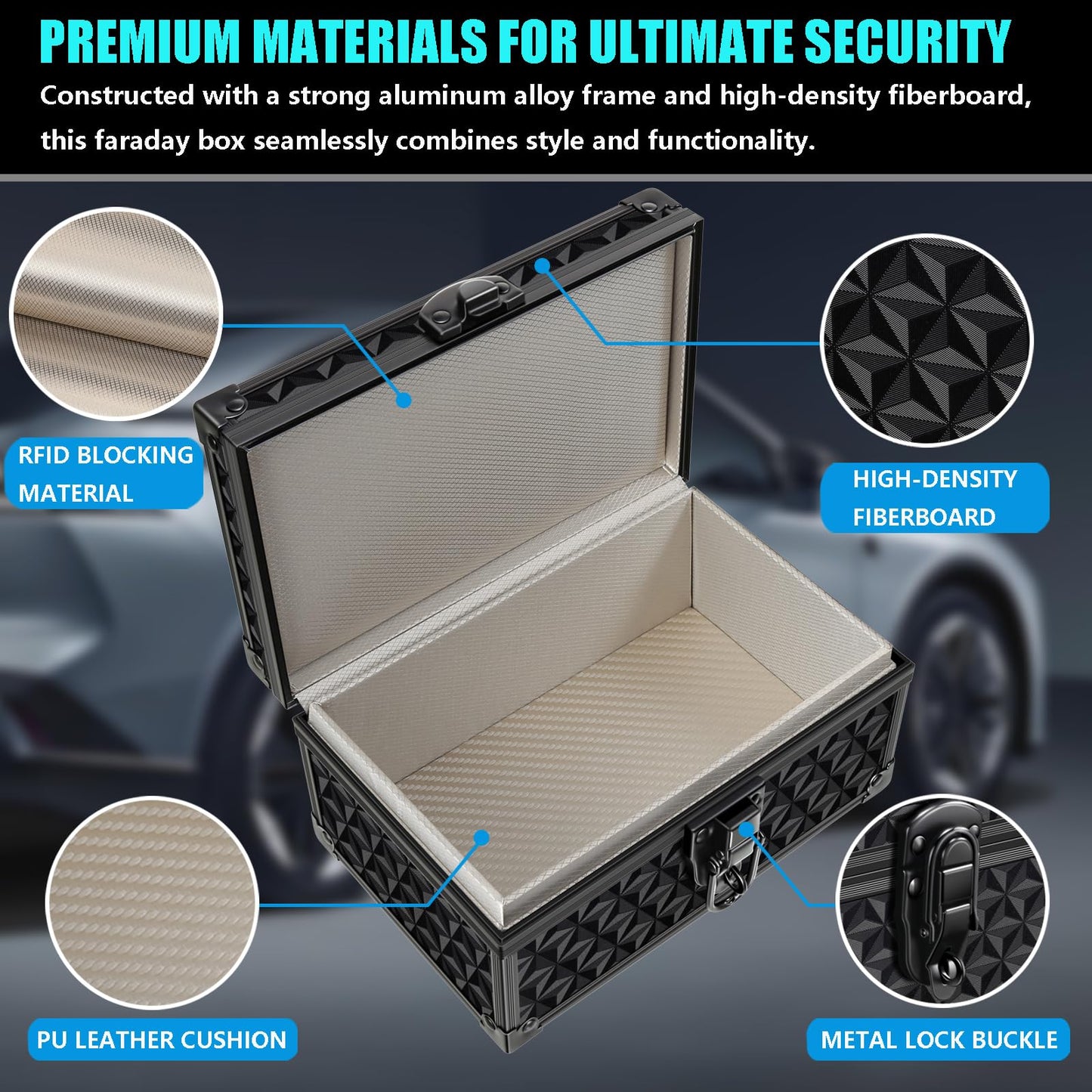 MAZACOO Faraday Signal Blocking Box for Car Key Fob, Keyless Entry Car Key Fob Protector Shielding Cage (3D Black)