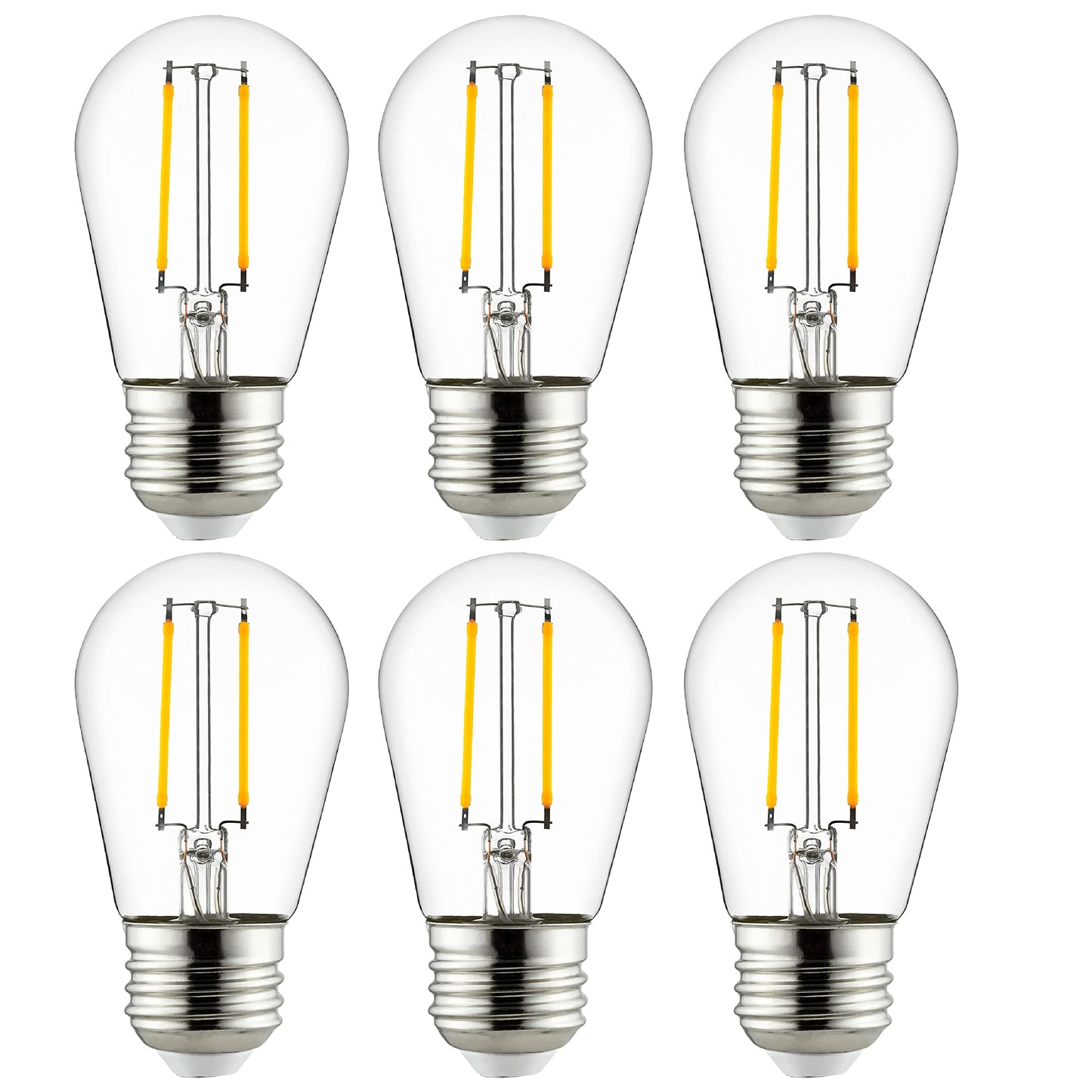 Sunlite 41655-SU LED S14 Filament Style String Light Bulb, UL Listed, 2 Watts (25W Equivalent), 200 Lumens, Medium Base (E26), Dimmable, Clear Glass
