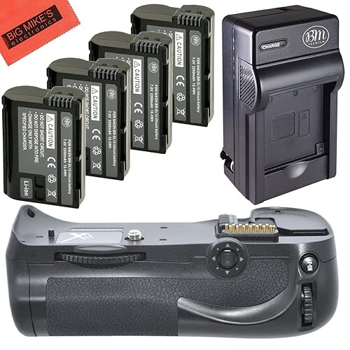 Big Mike's Battery and Charger Kit for Nikon D600 D610 Digital SLR Camera Includes Vertical Battery Grip + Qty 4 Replacement EN-EL15 Batteries + Rapid