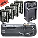 Battery Grip Kit for Nikon D800, D810 Digital SLR Camera Includes Vertical Battery Grip + Qty 4 Replacement EN-EL15 Batteries + Rapid AC/DC Charger +