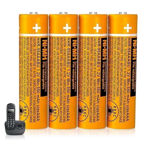 BENNTOP NI-MH AAA Rechargeable Batteries for Panasonic Cordless Phones,1.2V 550mah HHR-55AAABU 4-Pack Rechargeable AAA Battery for Phone,Remote