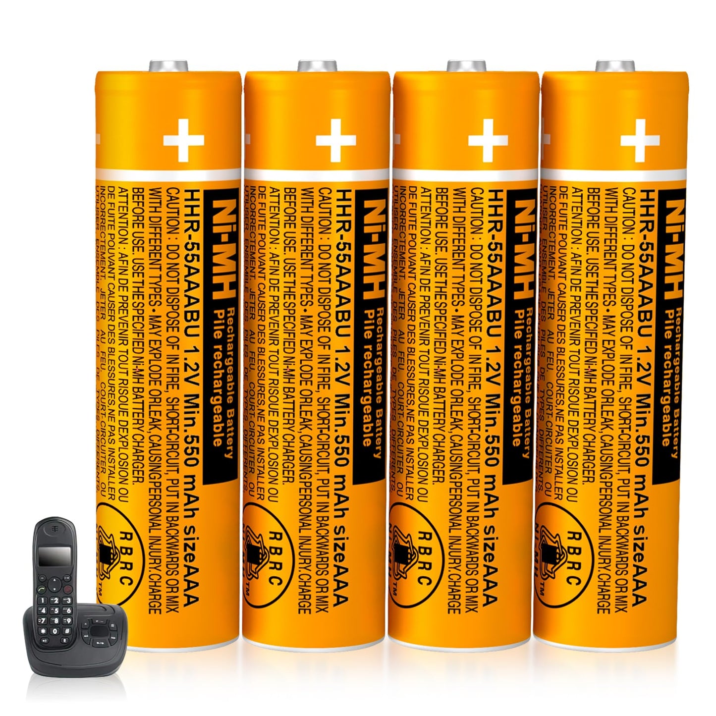 BENNTOP NI-MH AAA Rechargeable Batteries for Panasonic Cordless Phones,1.2V 550mah HHR-55AAABU 4-Pack Rechargeable AAA Battery for Phone,Remote