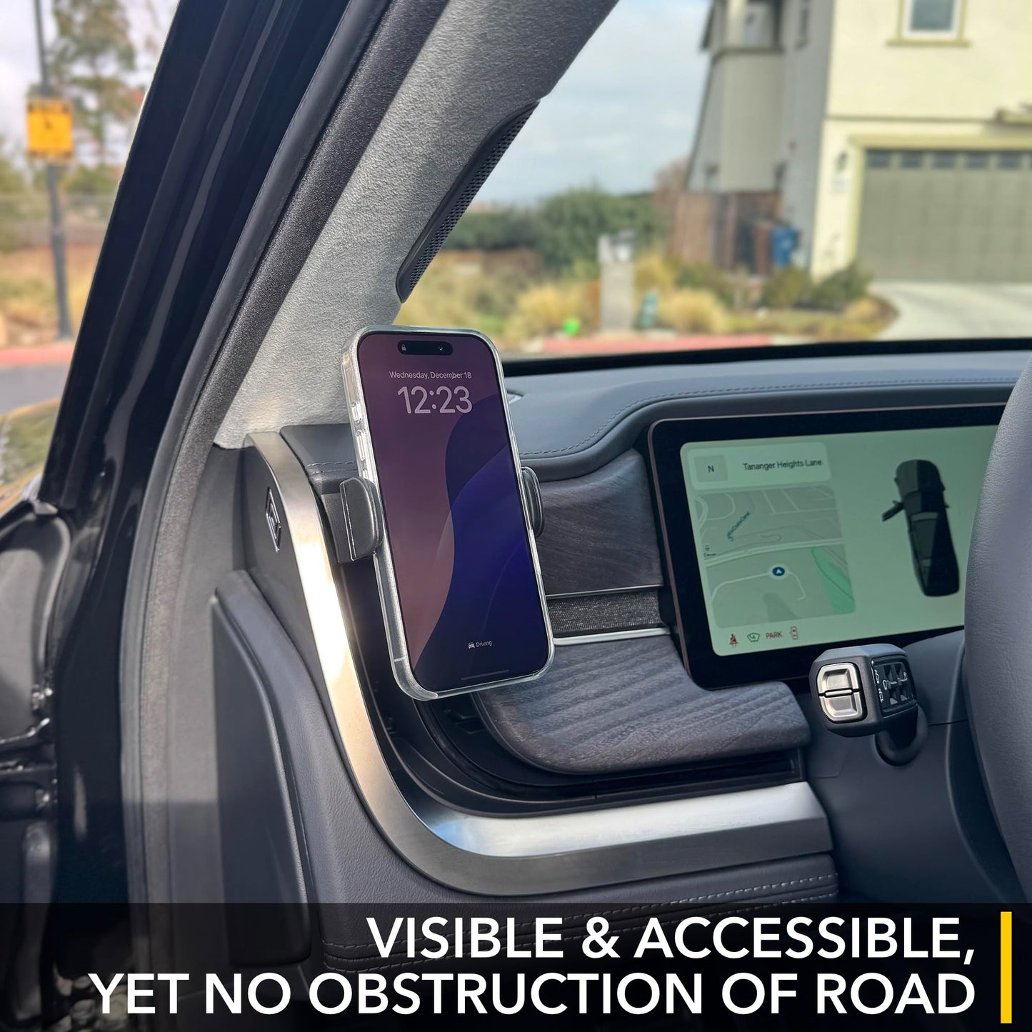 TWRAPS Dashboard Phone Holder for Rivian R1S & R1T, Compatible with iPhone and Android Cases, No Glue or Screws Anchors on Dash AC Vents, R1 2021-2026