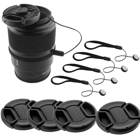 CamKix 58mm Lens Cap Bundle Compatible with Nikon, Canon, Sony Camera - 4 Snap-on Lens Caps for DSLR Cameras - 4 Lens Cap Keepers - Microfiber