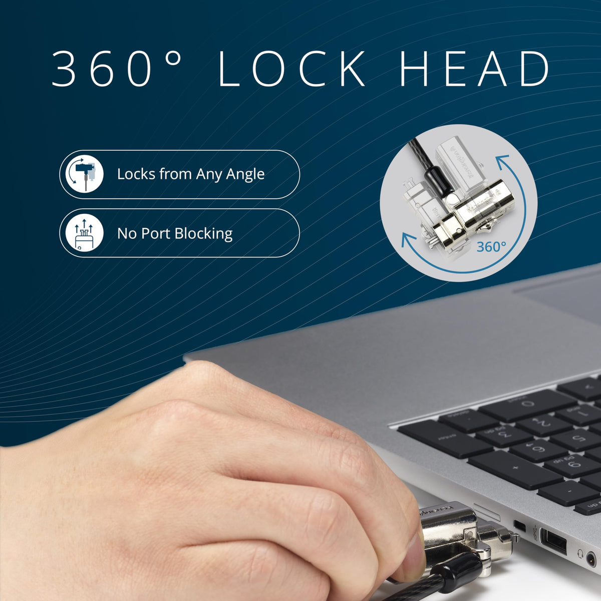 Kensington Universal 3-in-1 2.0 Keyed Laptop Lock, Fits T-bar, Nano, N17, Wedge-Shaped Lock Types, 6-Foot Computer Security Locking Cable, Compatible