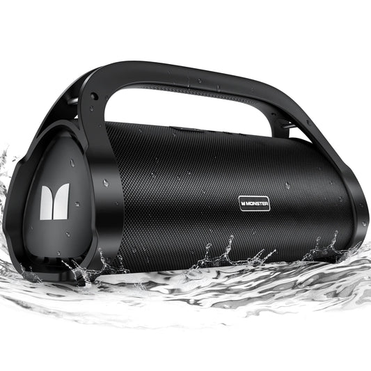 Monster Adventurer Max Boombox Bluetooth Speaker, IPX7 Waterproof Outdoor Speakers with Double Subwoofer, 100W Stereo Sound and Rich Bass, Wireless