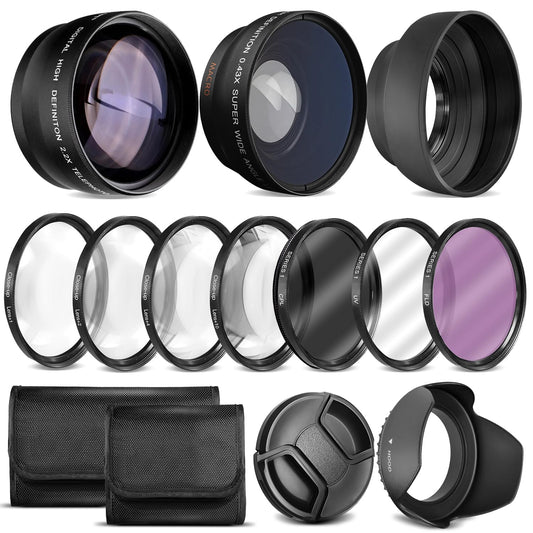 Ultra Deluxe Lens Kit for Canon Rebel T3, T5, T5i, T6, T6i, T7, T7i, EOS 80D, EOS 77D Cameras with Canon EF-S 18-55mm is II Lens - Includes: 7pc 58mm