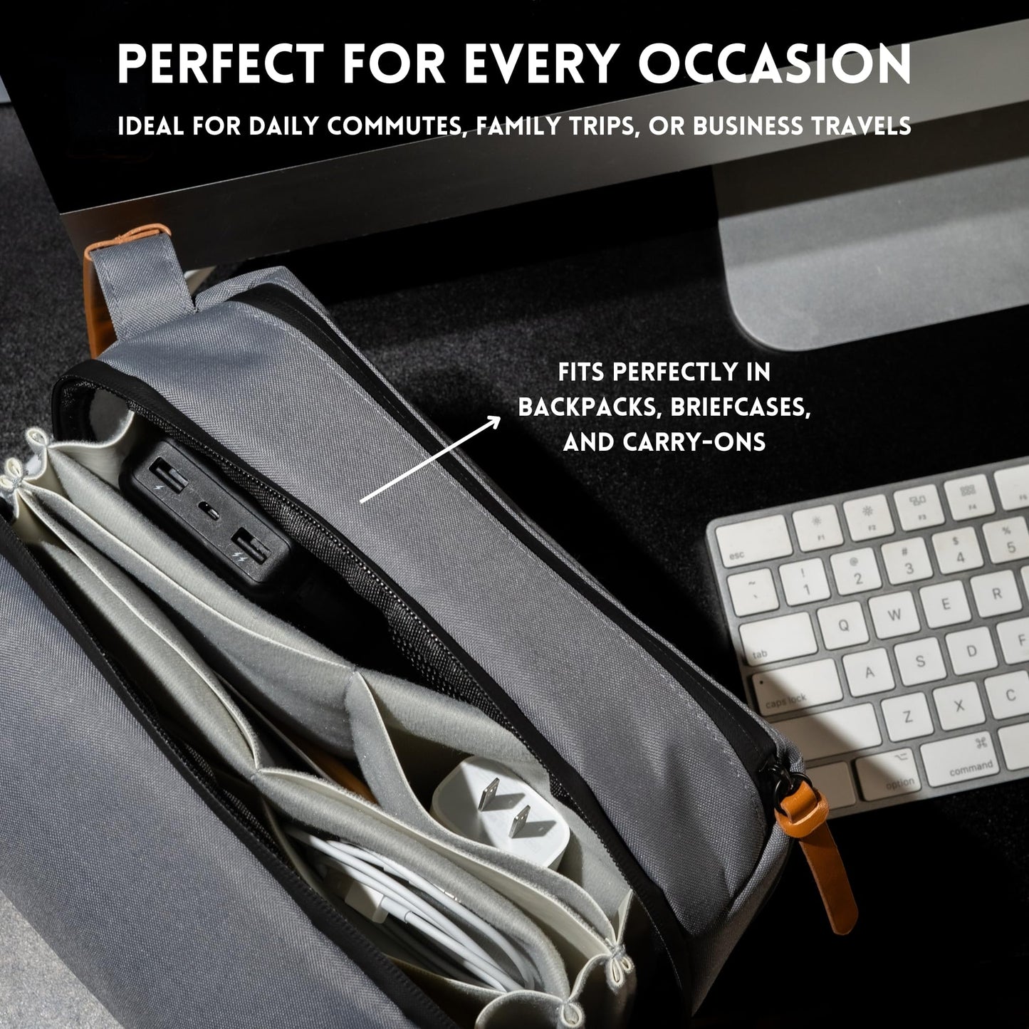 LuxAndalus Large Electronics Organizer and Tech Travel Bag - Premium Portable Case for Cables, Chargers, Cords, and Accessories - Ideal pouch for your