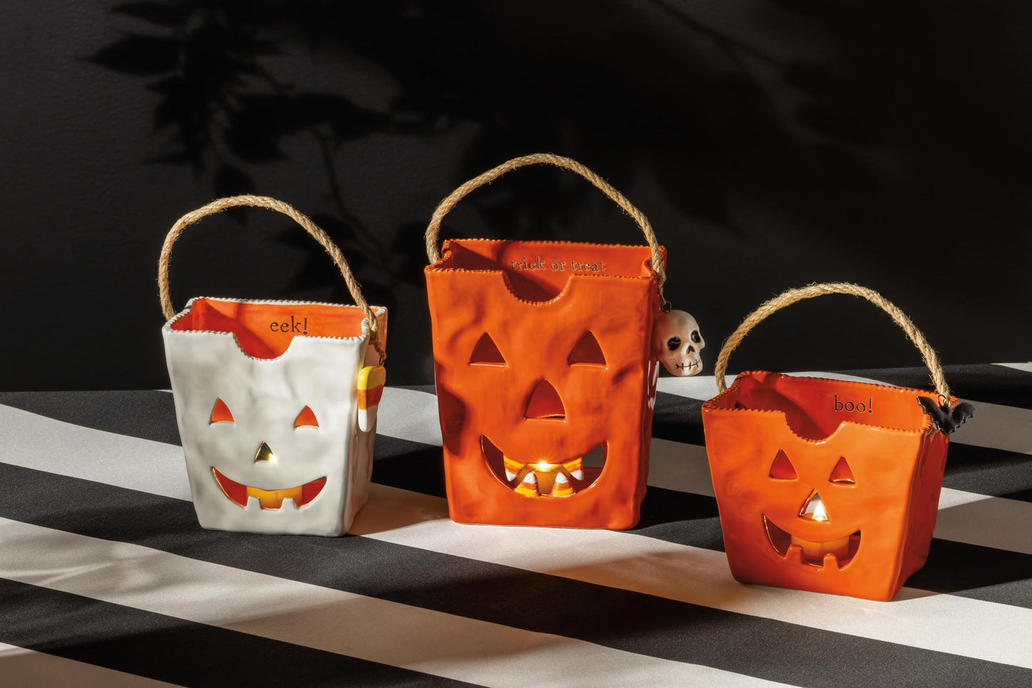 Mud Pie Halloween Medium Ceramic Treat Bag Lantern