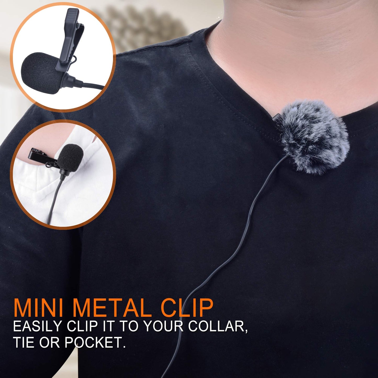 COMICA XLR 48V Phantom Power Lavalier Microphone,CVM-V02O 5.9fts Omni-Directional Lapel Mic for Canon Sony Panasonic Camcorders Zoom H4n H5 H6n Tascam