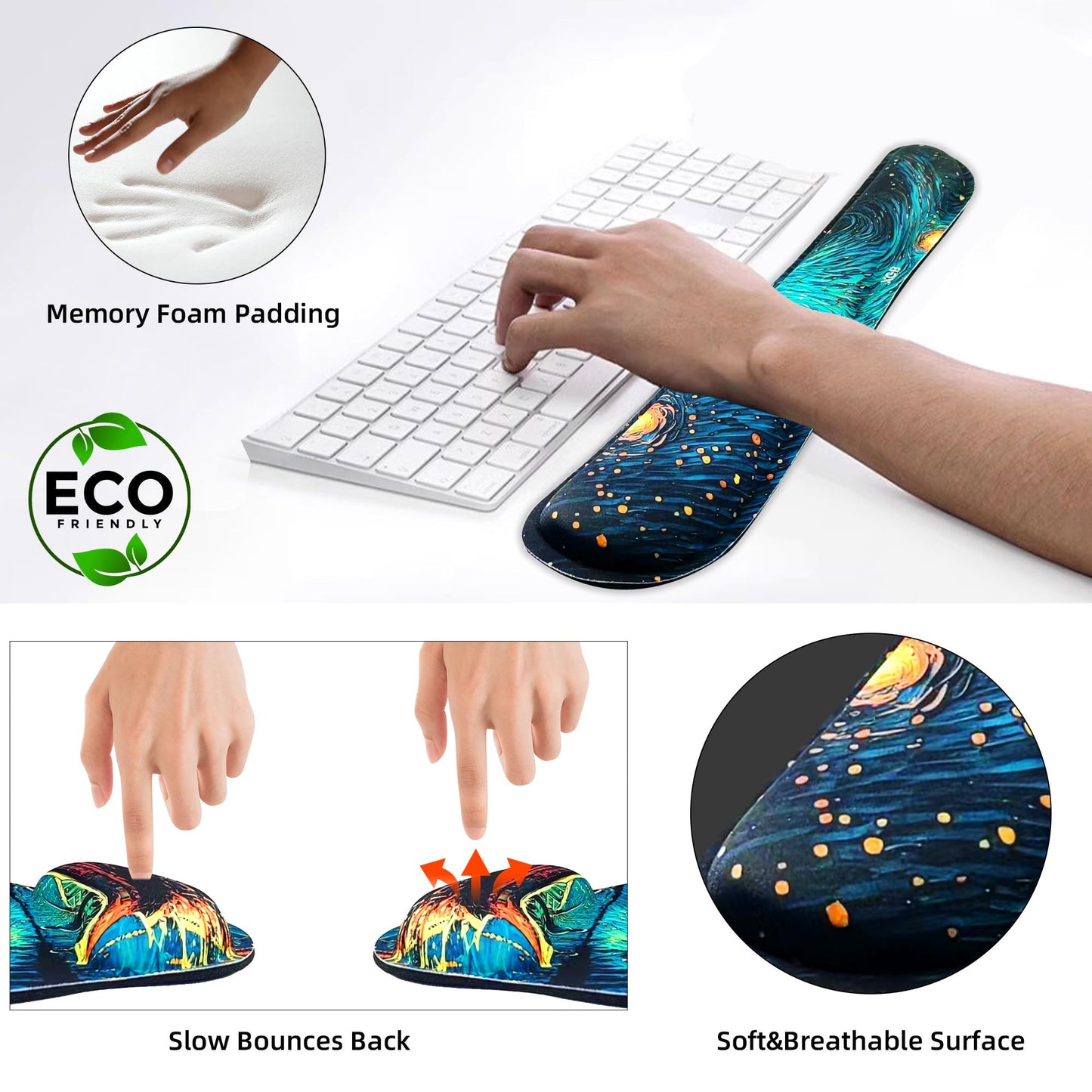 Hopipad Large Gaming Mouse Pad Waterproof/Mouse Wrist Rest/Keyboard Wrist Rest Set, Non-Slip Rubber Base, Ergonomic Computer Desk Mat with Wrist