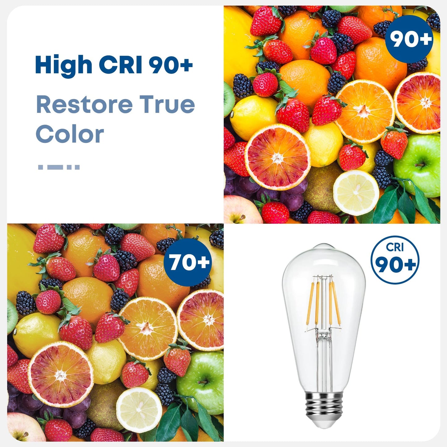 Talltreepho Vintage LED Edison Bulb 50W Equivalent, 550 Lumen Soft White 5W Antique LED Bulbs, ST58 Dimmable Edison Light Bulb, 2700 Kelvin Warm White