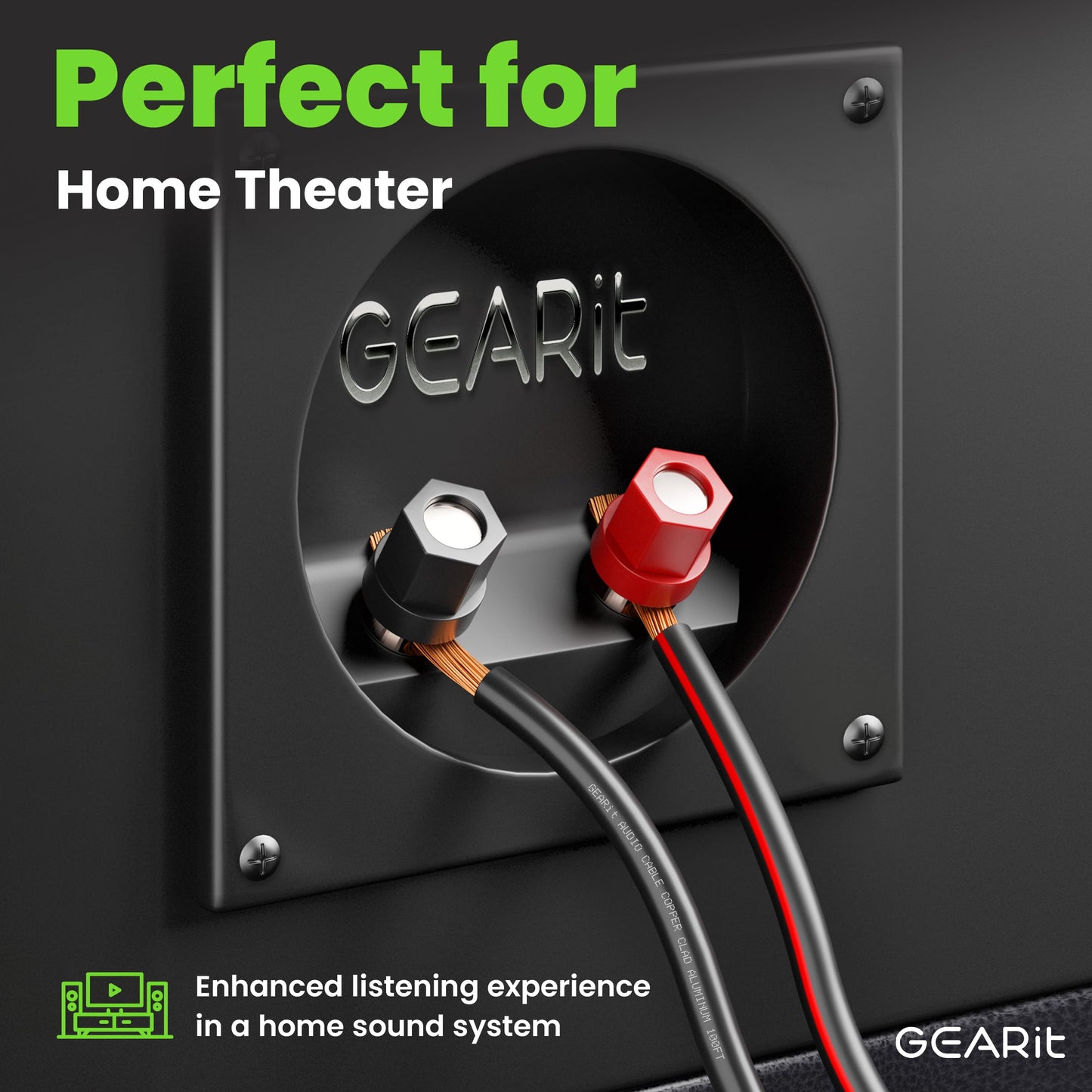 GEARit 16 Gauge Speaker Wire 500 ft,16 Gauge Wire with Foot Markers & Polarity Markings,Flexible Speaker Cable for Car Audio & Home Theater