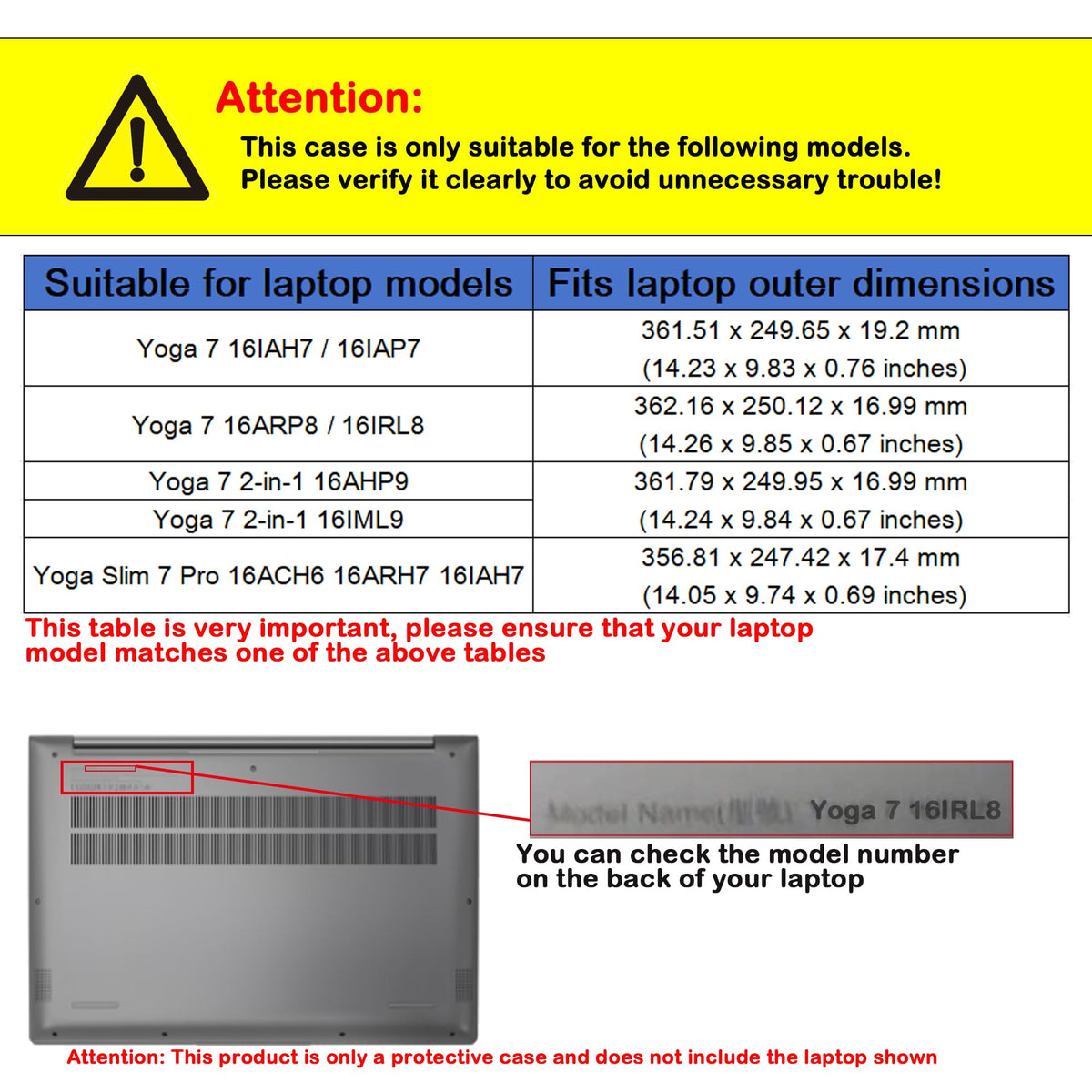 Laptop Cover Case for 16 inch Lenovo Yoga 7 2-in-1 16AHP9 /16IML9 G8 G7& Yoga Slim 7 Pro 16ACH6 16ARH7 16IAH7,PU Leather Protective Shell Detachable