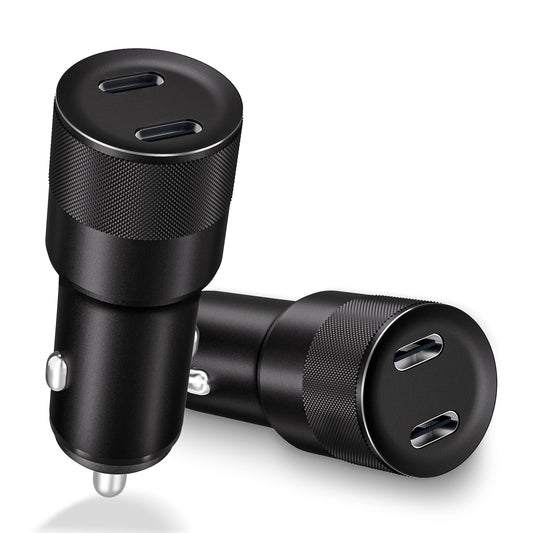 USB C Car Charger, 2Pack 60W Dual USB C Adapter Fast Charging Power Delivery Adapter Fast Type C Car Charger Plug Compatible with iPhone 17/17 Pro/17