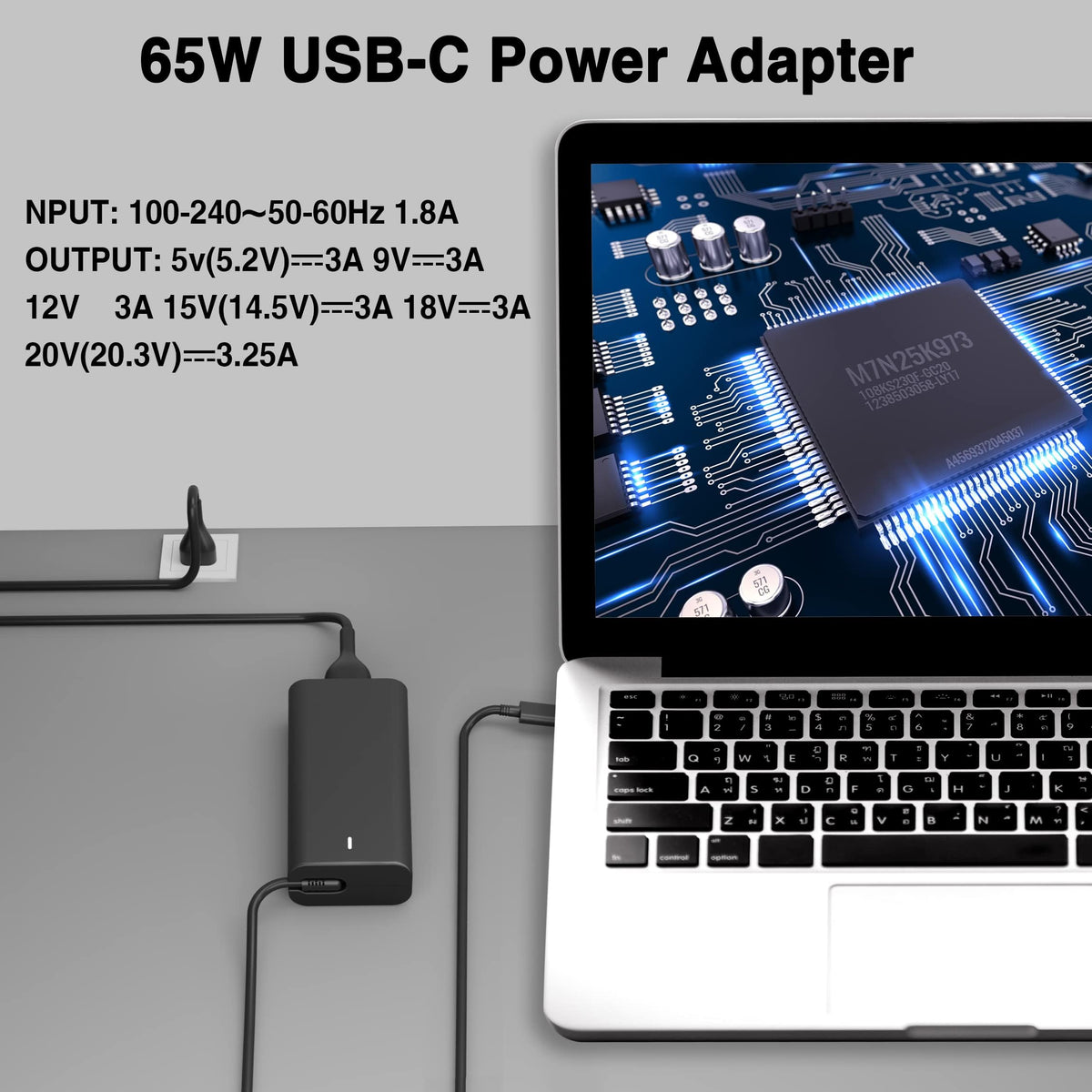TUXIFPKU 65W USB C Laptop Charger for Dell Latitude Inspiron XPS Type C