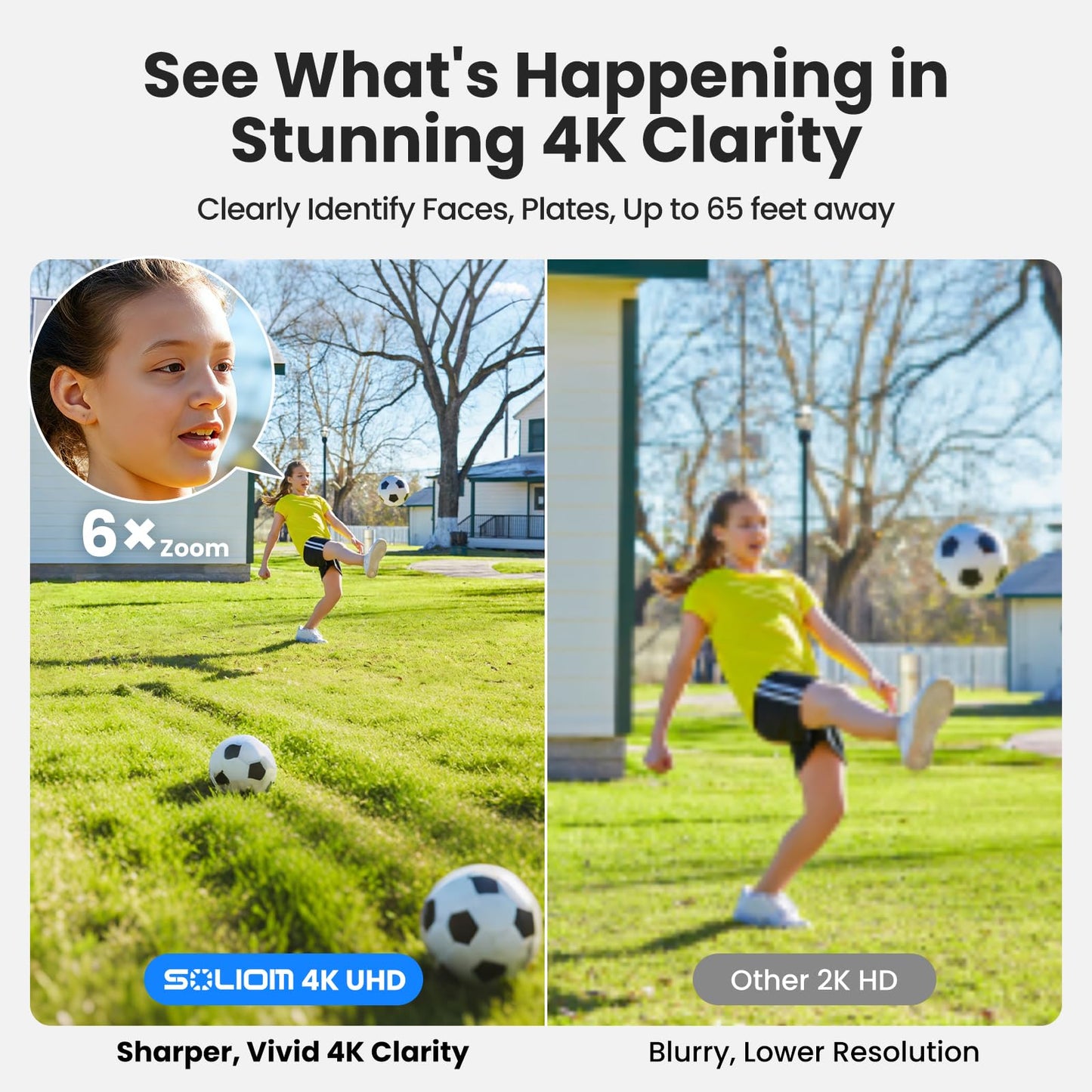 SOLIOM Security Cameras Wireless Outdoor,4K Ultra HD for Day and Night, No Subscription,Built in Radar,Solar Powered Cameras for Home Security, 360°