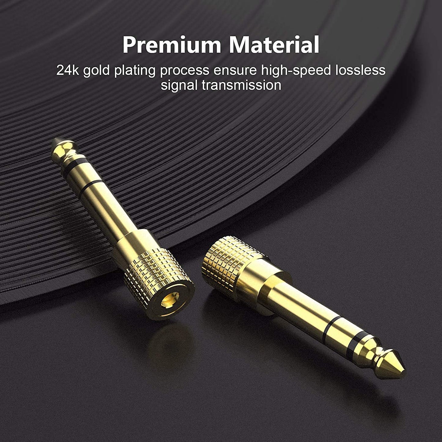 WISYIFIL 6.35mm (1/4 inch) Male to 3.5mm (1/8 inch) Female Stereo Audio Headphone TRS Jack Cable Converter,Gold Plated Copper 2 Pack